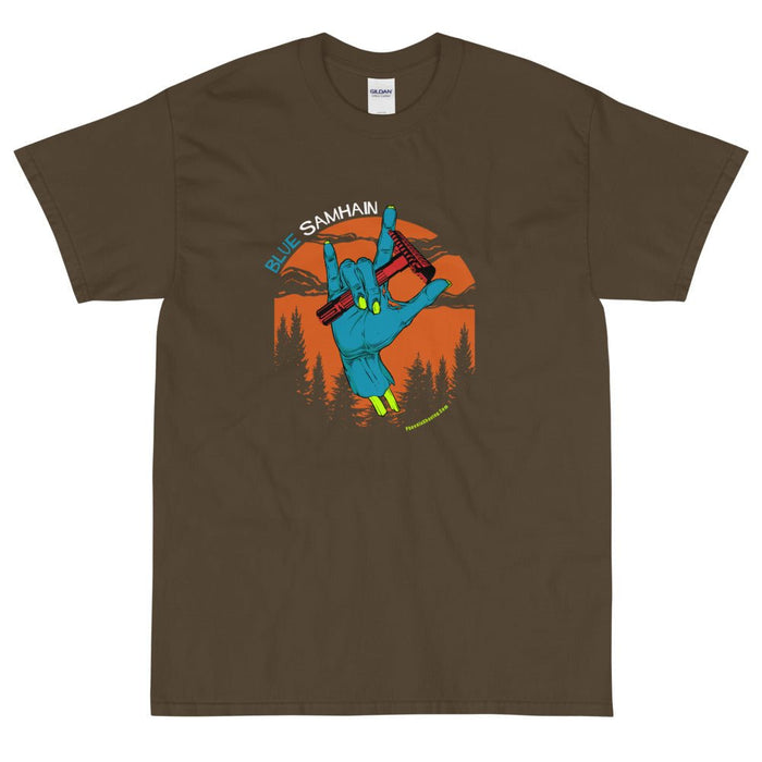 Blue Samhain 2021 Epic Short Sleeve T-Shirt | Heavy Weight Sturdy Cut | "Shave or Die!" - Phoenix Artisan Accoutrements