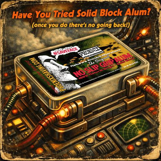 Phoenix Shaving SOLID BLOCK No Slip Grip Alum | Nature's Ancient Aftershave! | 3.17 oz [90 Grams] | W/ Rubber Grip Band & Recyclable Plastic Travel Case! - Phoenix Artisan Accoutrements