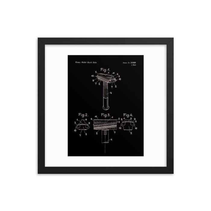 Vintage Walbusch "Hump Back" Patent Drawing Elegant Black Framed Print - Phoenix Artisan Accoutrements