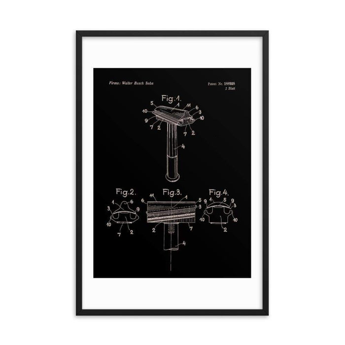 Vintage Walbusch "Hump Back" Patent Drawing Elegant Black Framed Print - Phoenix Artisan Accoutrements