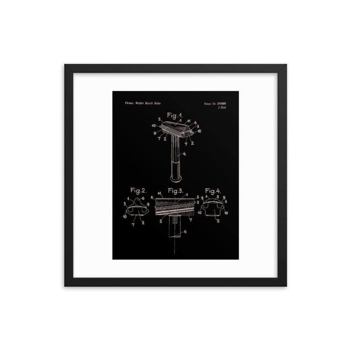Vintage Walbusch "Hump Back" Patent Drawing Elegant Black Framed Print - Phoenix Artisan Accoutrements